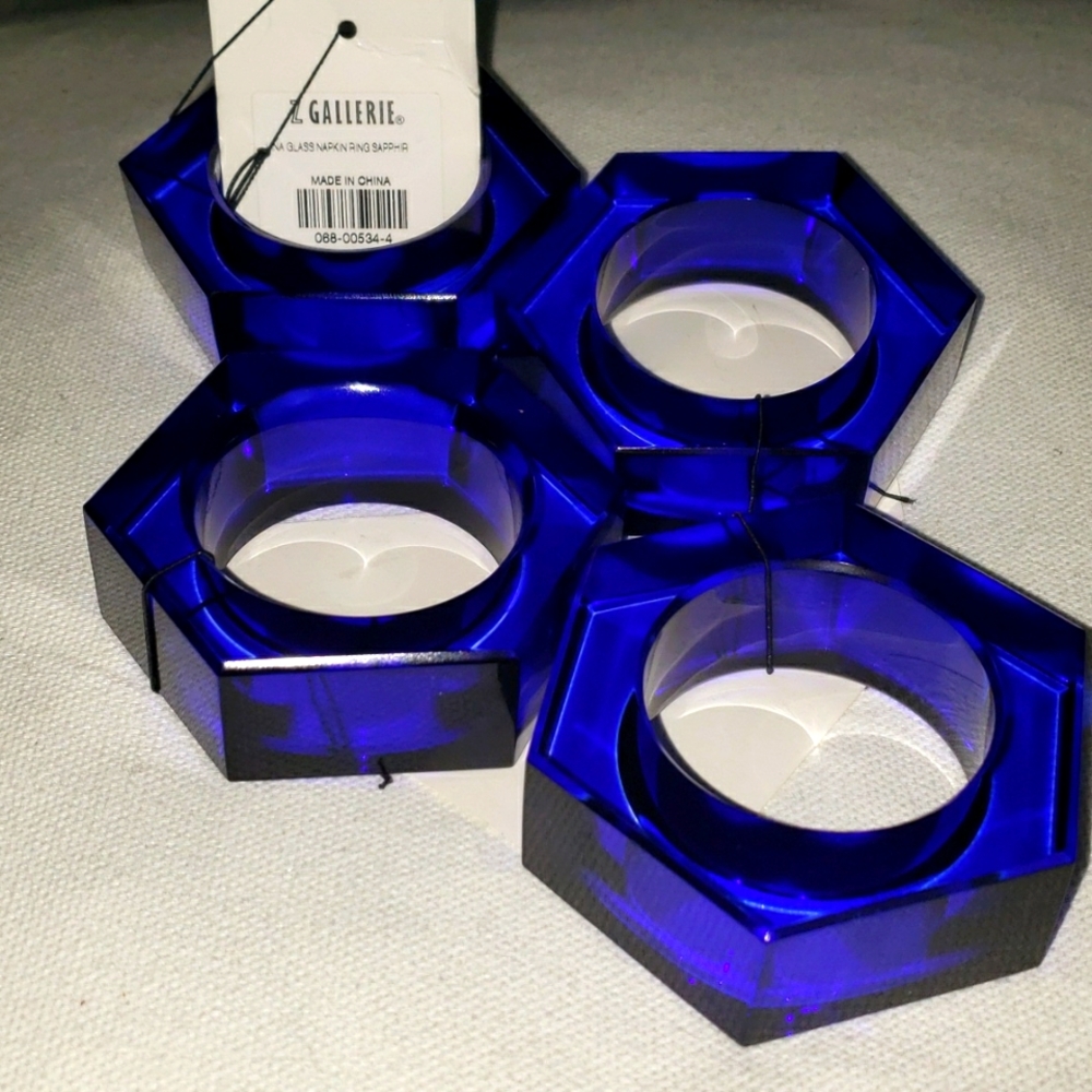 Zgallerie royal blue glass napkin rings